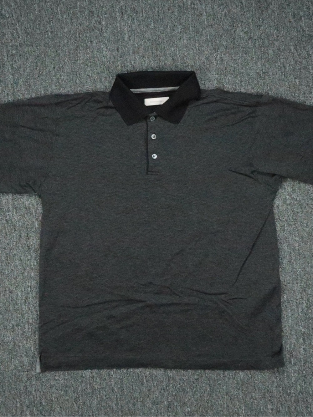 Ermenegildo Zegna Shirt Mens Large Gray Black Polo Short Sleeve Pique